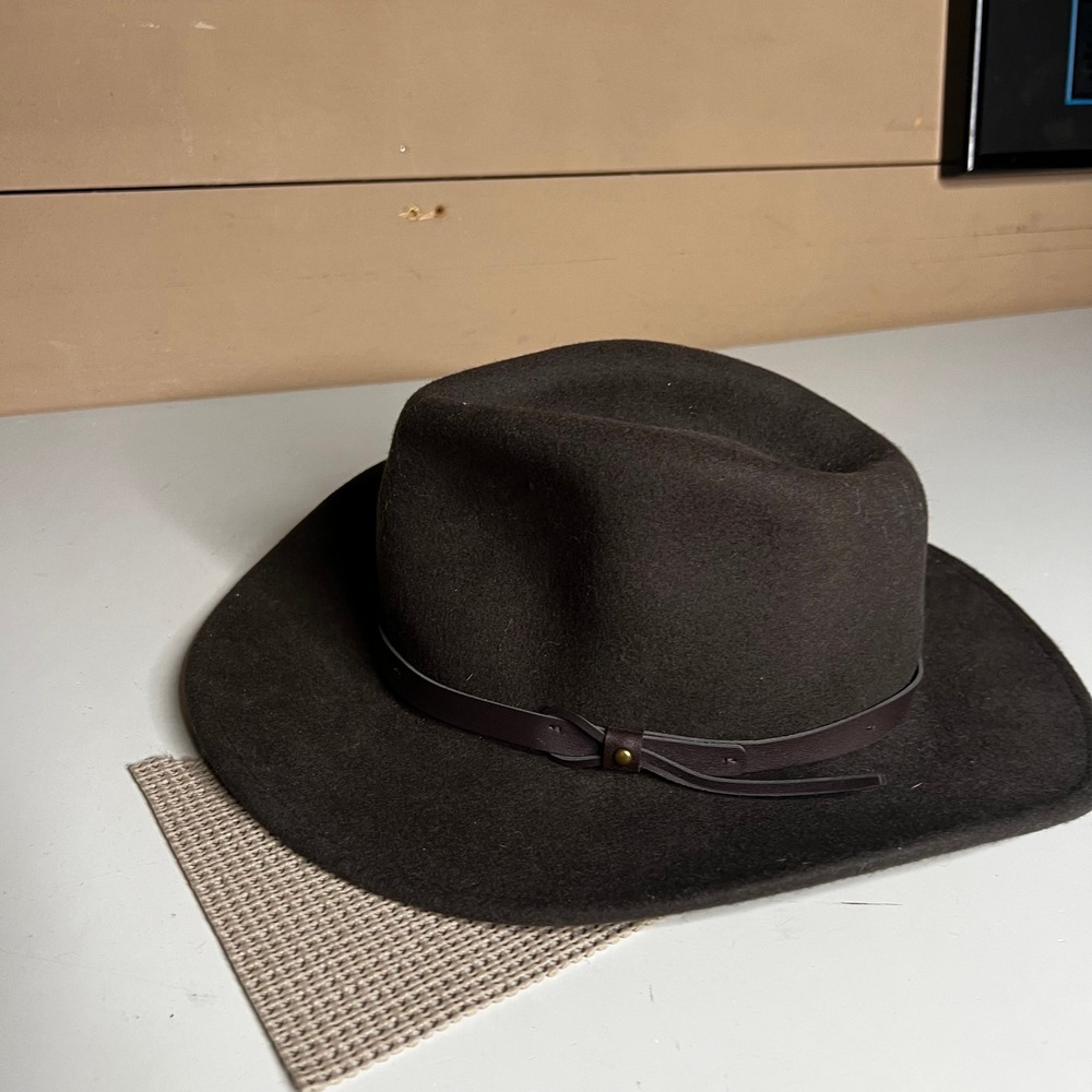 DPC Authentic Dorfman Pacific Co Dark Brown 100% Wool Felt Fedora Hat Large XL
